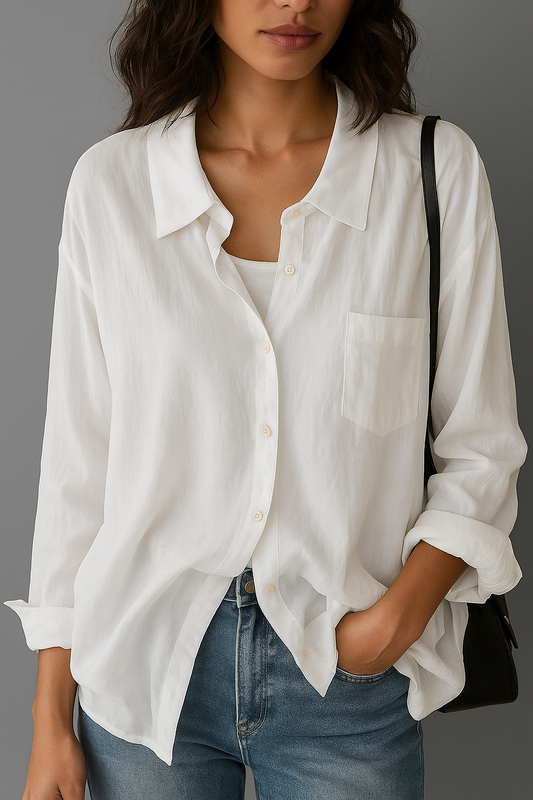 Korean Blouse SunSafe Elegant and Effortless - White