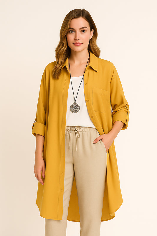 Black Oversized Midi Blouse Effortless Style for Spring