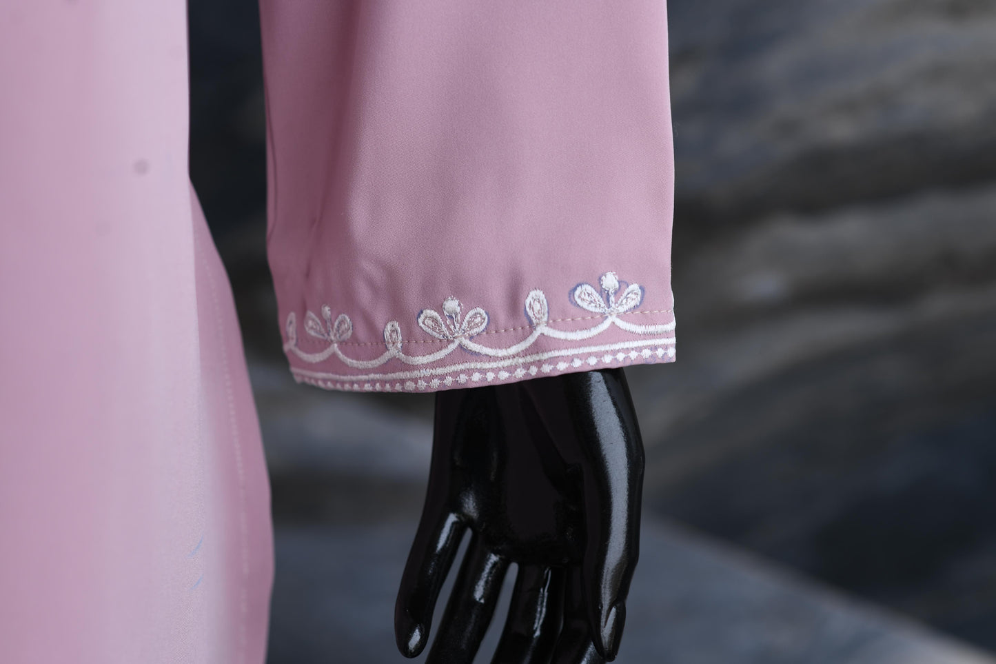 Pink With Fawn Embroidery On Neckline And Sleeves