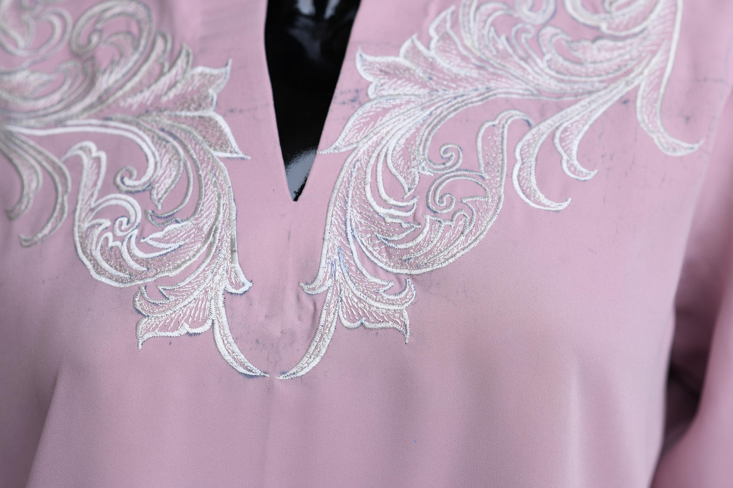 Pink With Fawn Embroidery On Neckline And Sleeves