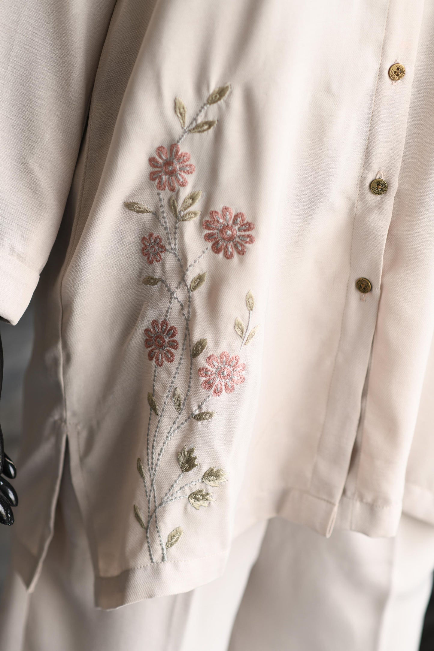 Off White Suit 2-Pc Co-ord Set with Embroidery