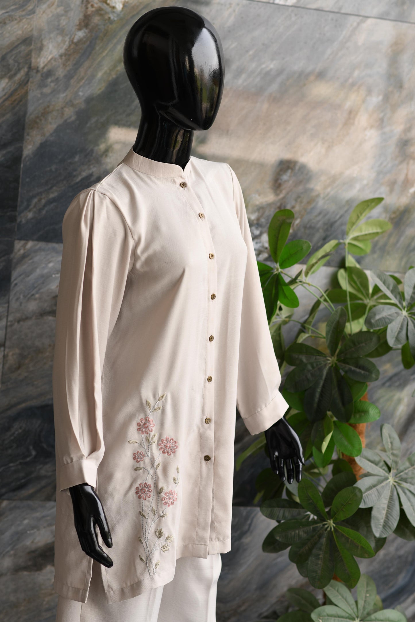 Off White Suit 2-Pc Co-ord Set with Embroidery
