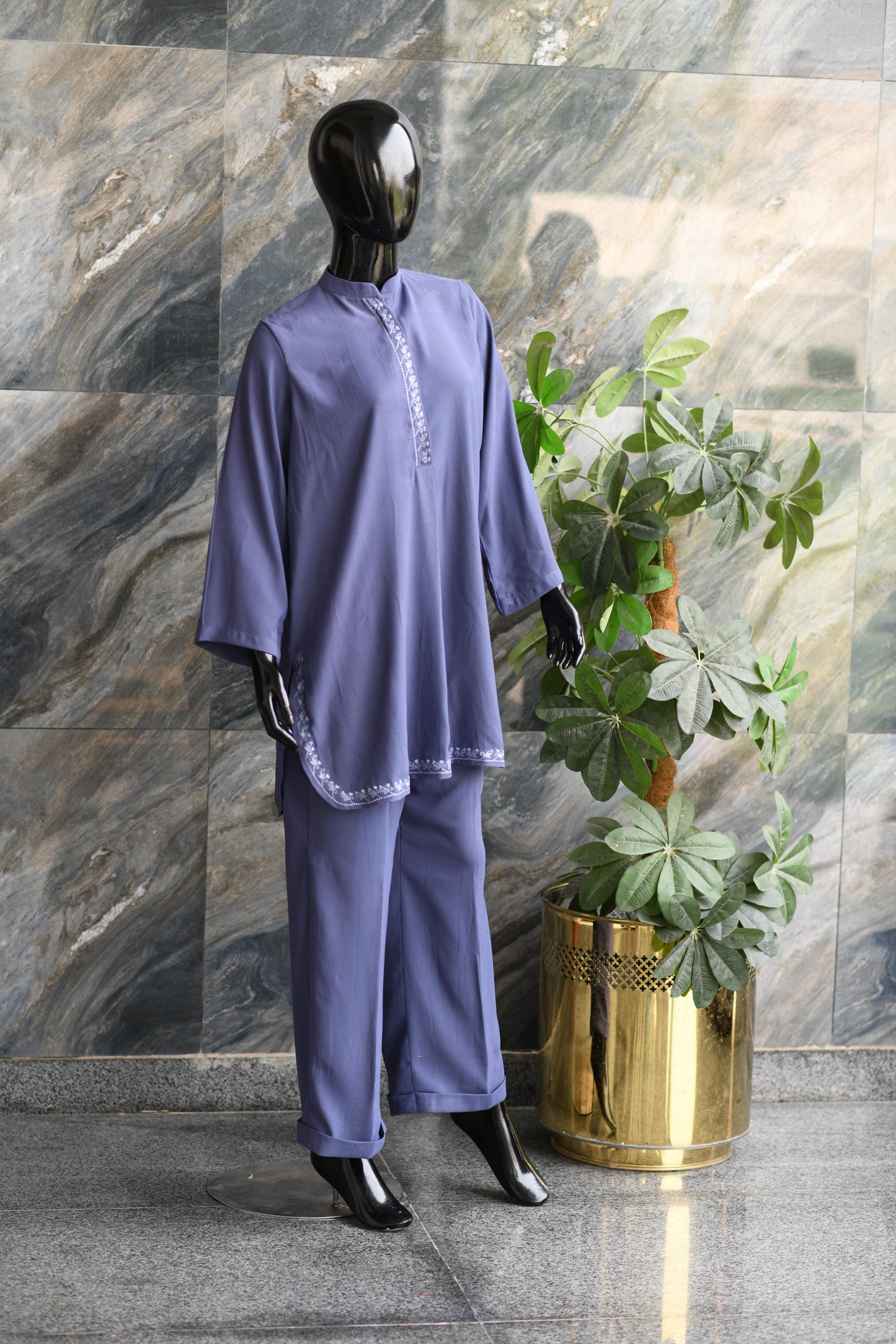 Lilac Suit Fine Embroidery To Enhance The Look Of Co-ord Set