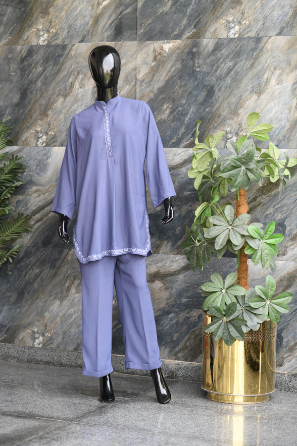 Lilac Suit Fine Embroidery To Enhance The Look Of Co-ord Set