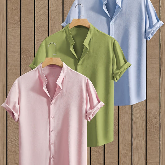 Dandych breathable mens summer shirts in pink, green, and blue styles, perfect for warm weather