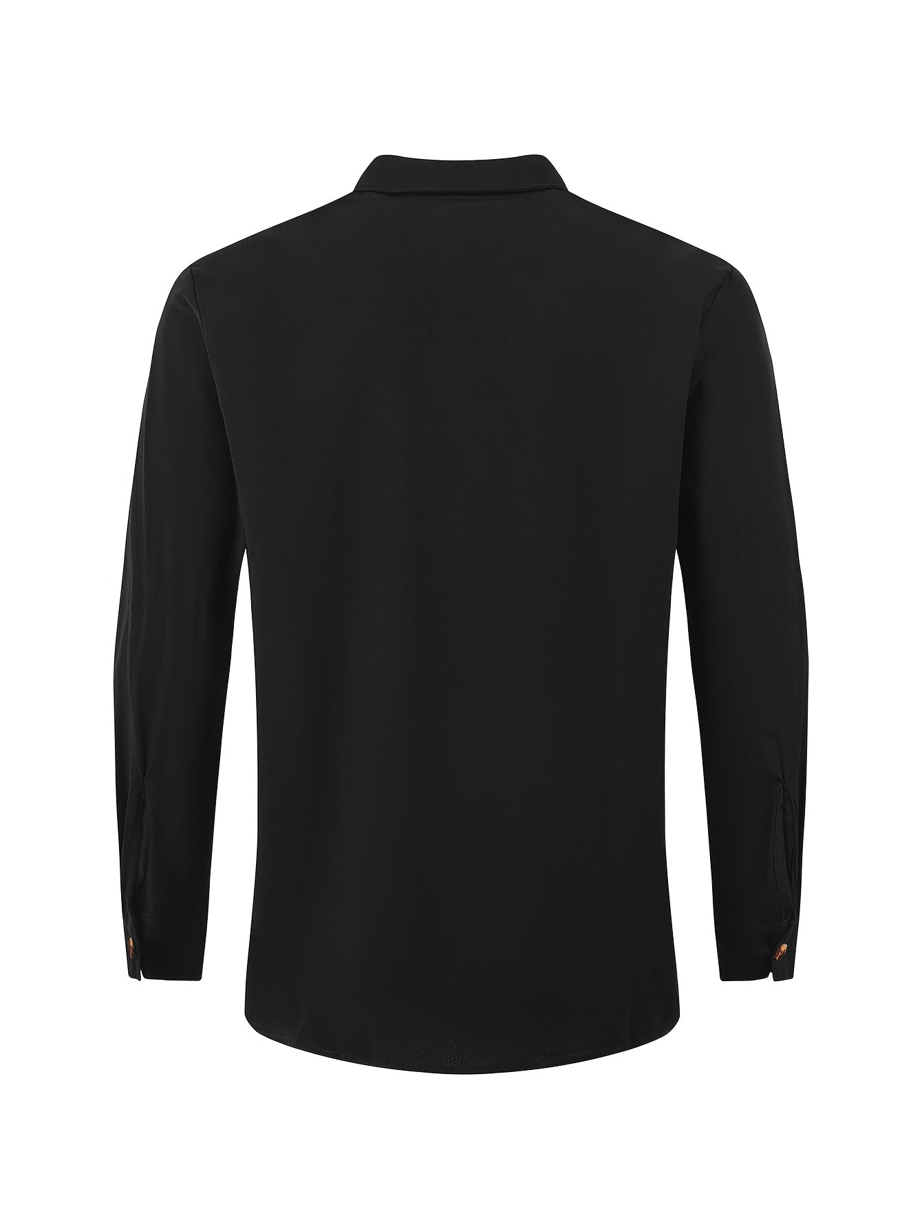 Back view of a black long-sleeve shirt from Dandych, ideal casual beachwear for men