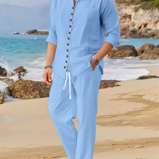 Light blue Dandych casual beachwear for men perfect for summer outings and beach trips