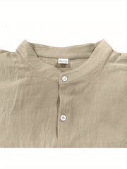 Beige Dandych Linen Shirt for Effortless Style Linen Clothing with Button Closure