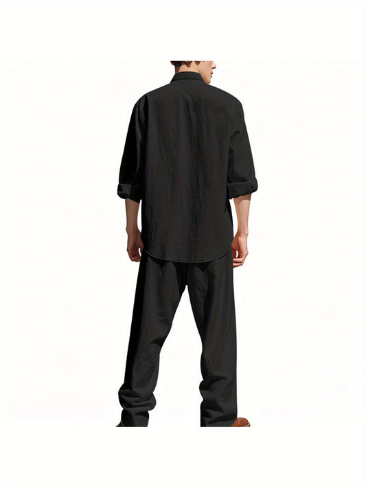 Dandych men's black linen clothing set for effortless style linen clothing with a relaxed fit