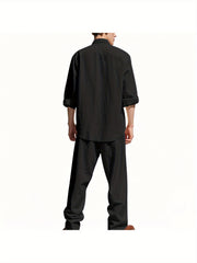 Dandych men's black linen clothing set for effortless style linen clothing with a relaxed fit