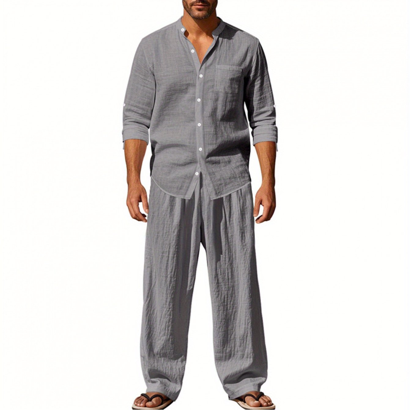 Dandych Effortless Style Linen Clothing Set in Gray for Comfortable Summer Wear