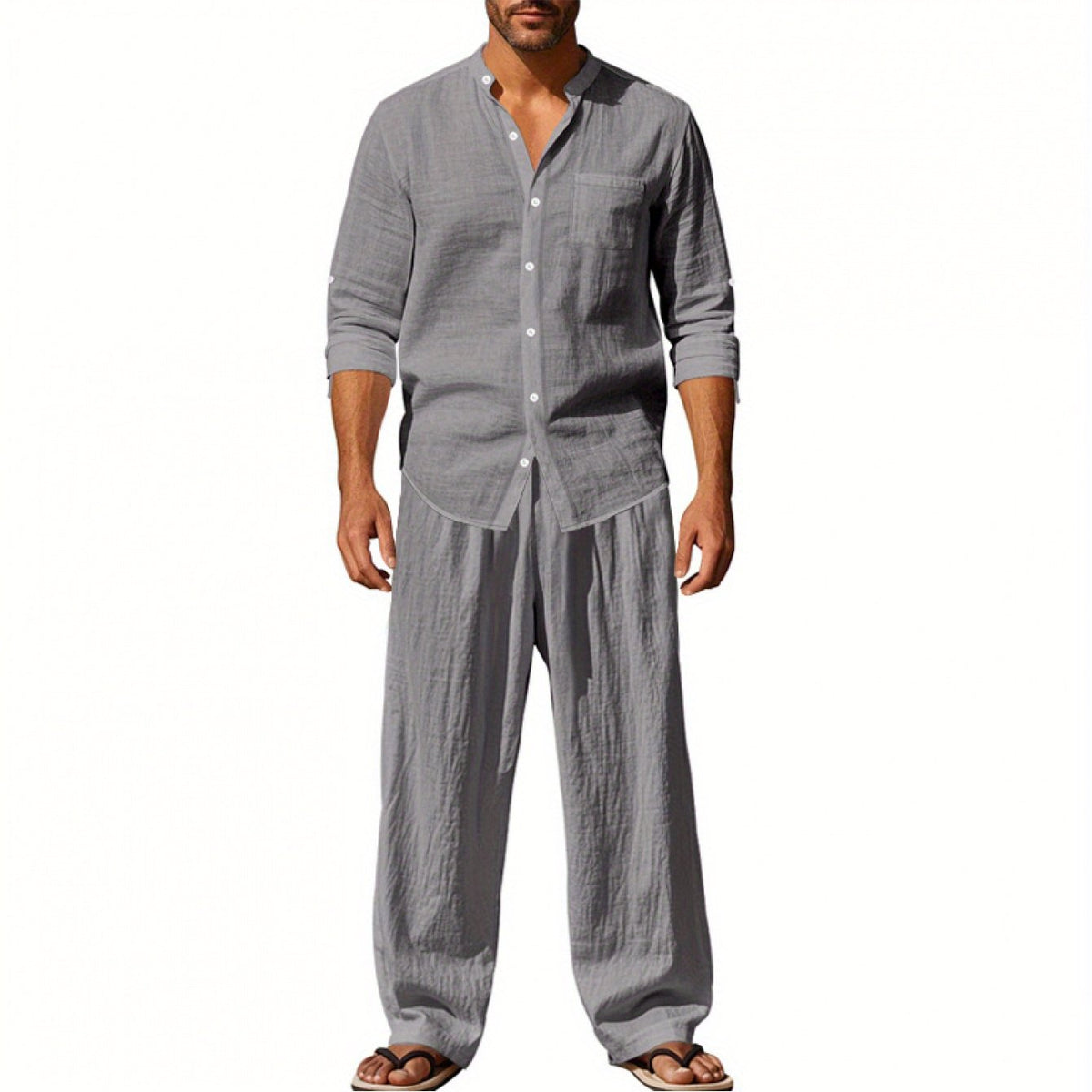 Dandych Effortless Style Linen Clothing Set in Gray for Comfortable Summer Wear