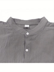 Gray Dandych Linen Shirt with a Button Closure for Effortless Style Linen Clothing