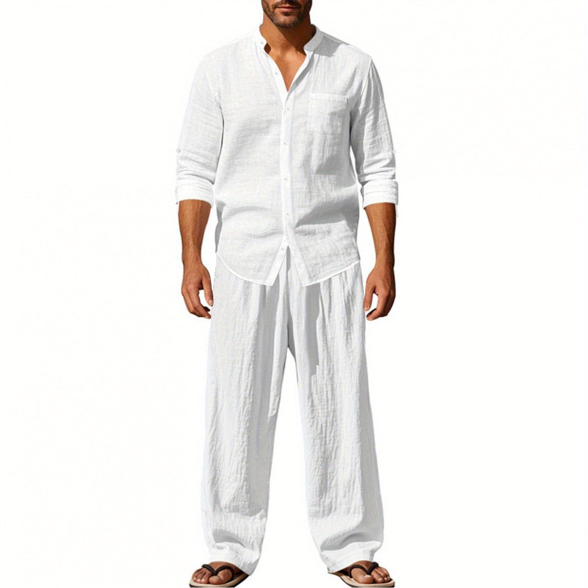 Dandych Effortless Style Linen Clothing Set in White for Comfortable and Casual Summer Wear