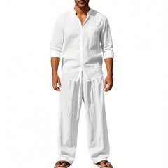 Dandych Effortless Style Linen Clothing Set in White for Comfortable and Casual Summer Wear