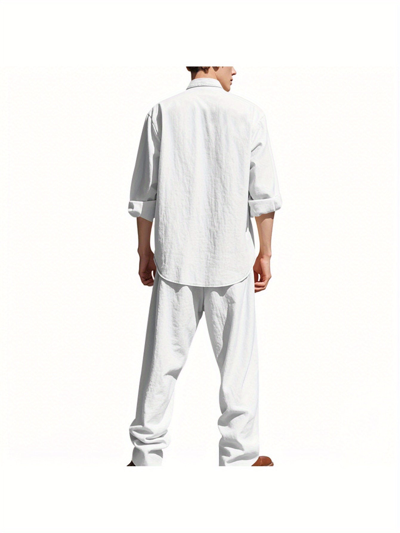 Dandych White Linen Shirt and Pants Set for Effortless Style Linen Clothing
