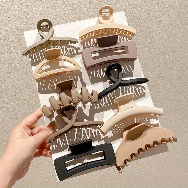 Fashionable claw clips set in various sizes and colors, perfect for stylish hairdos