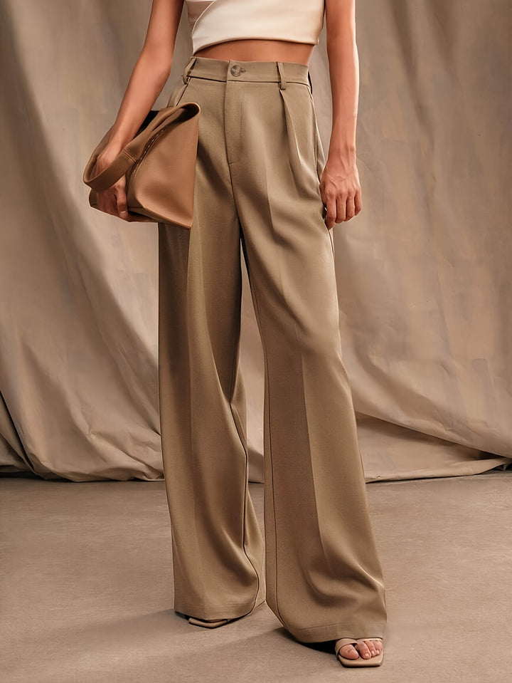 Dandych fashionable wide-leg trousers in beige with a tailored fit for a chic look