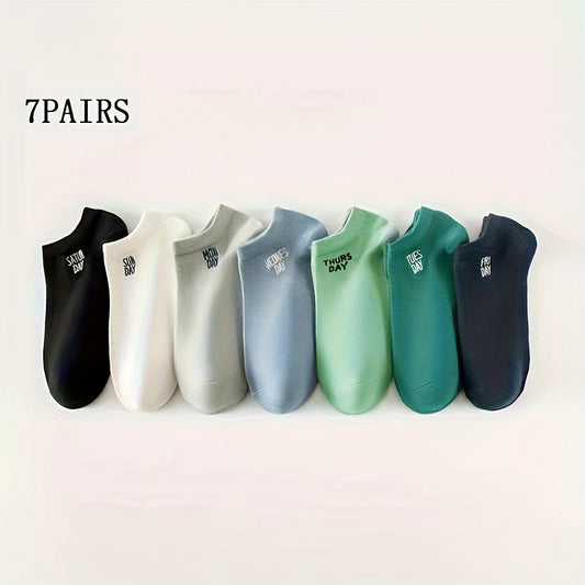Seven pairs of men's no show socks breathable in various colors for everyday comfort