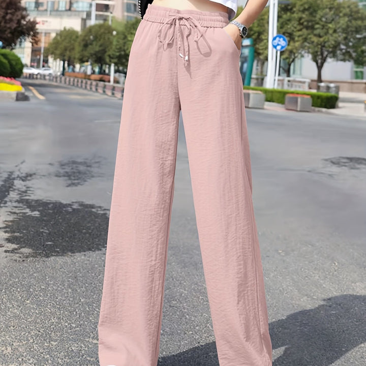 Dandych stylish wide leg pants outfit in soft pink for a trendy casual look