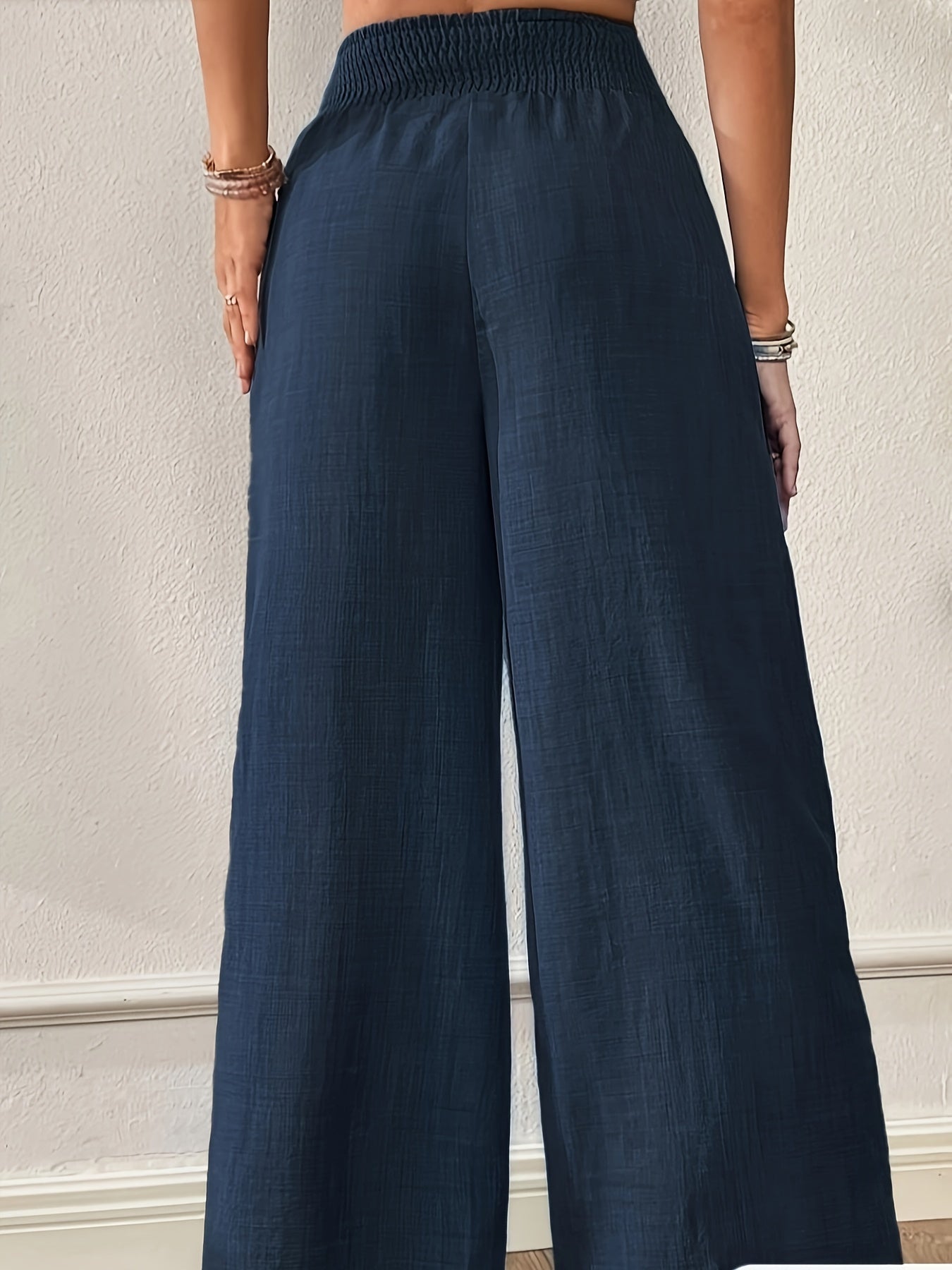 Wide leg black pants women with a comfortable elastic waistband for a flattering fit