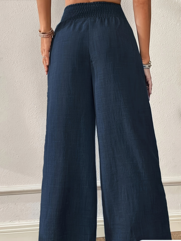Wide leg black pants women with a comfortable elastic waistband for a flattering fit