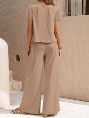 Dandych women's bohemian lounge set in a stylish taupe color, perfect for comfortable casual wear